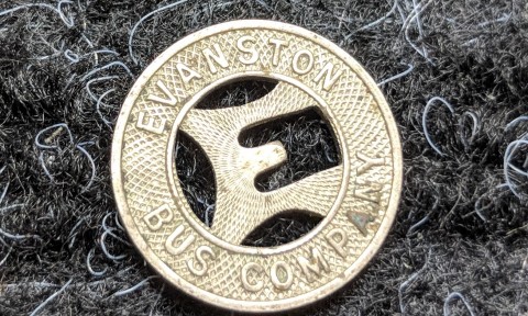 Historic Evanston bus token from local coin collection, sell coins